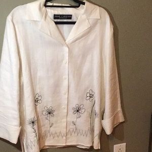 Ladies Linen Lined Blouse Jacket 1x/ 2X